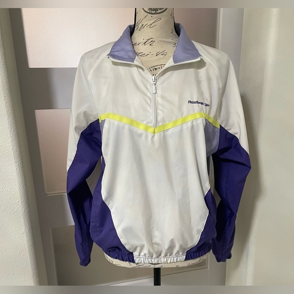 Reebok Vintage White and Purple Sporty Jacket - Picture 1 of 5